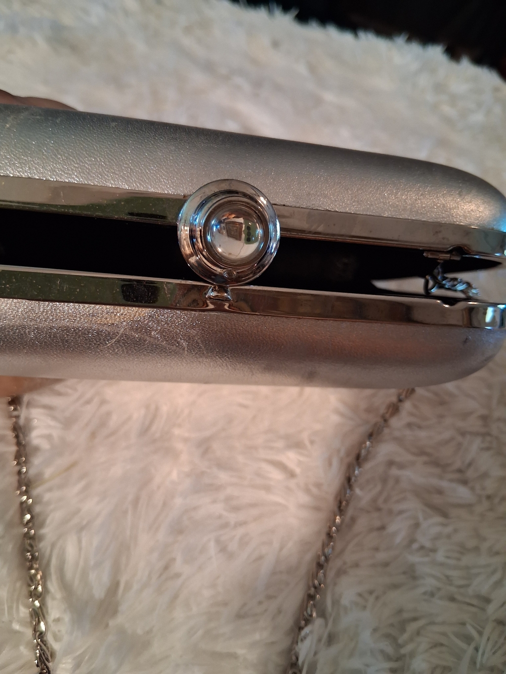 Nordstrom Silver Metallic Clutch with Chain Strap